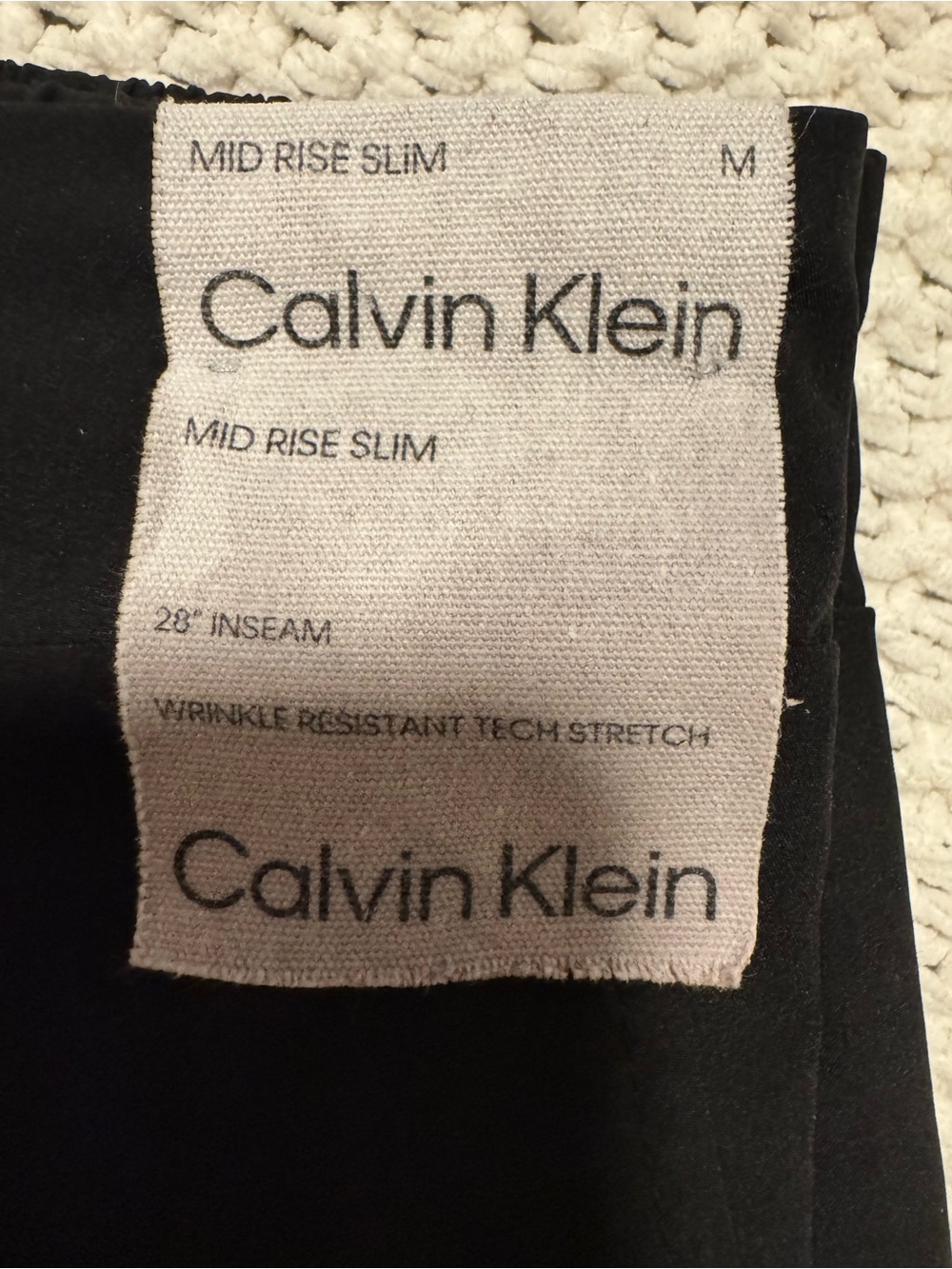 Calvin Klein Black Mid Rise Slim Trousers